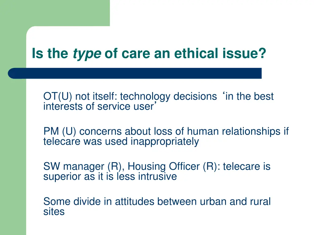 is the type of care an ethical issue