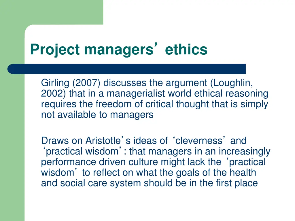 project managers ethics