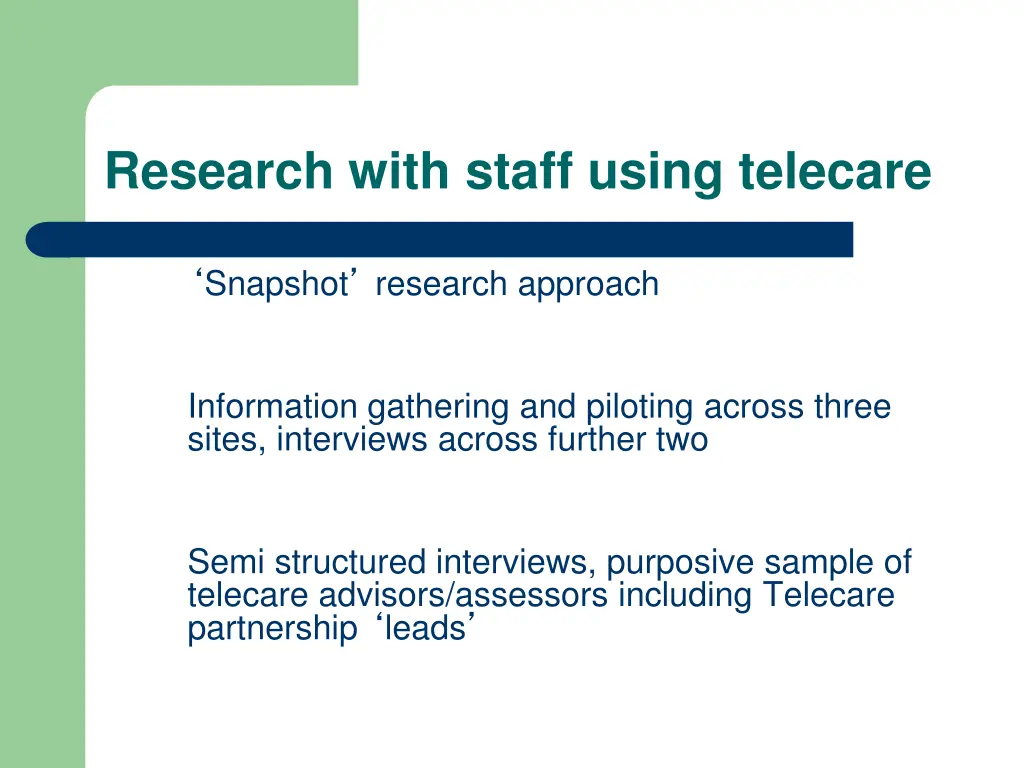 research with staff using telecare