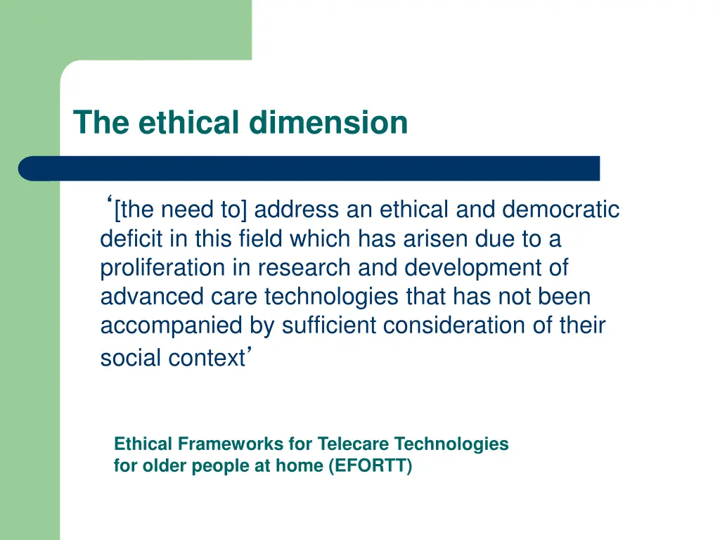 the ethical dimension