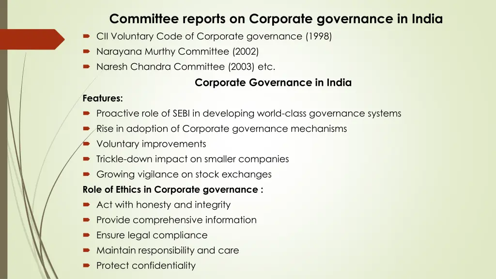 committee reports on corporate governance