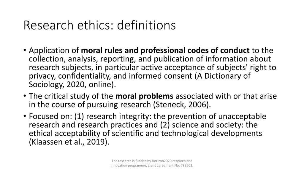 research ethics definitions