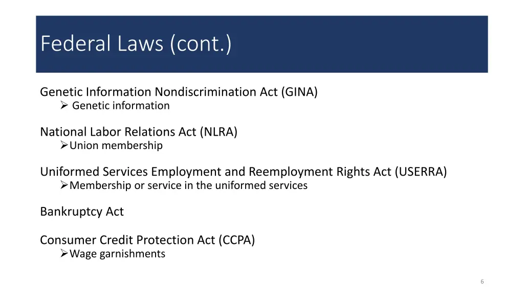 federal laws cont