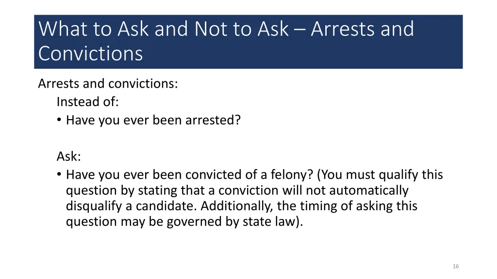 what to ask and not to ask arrests and convictions