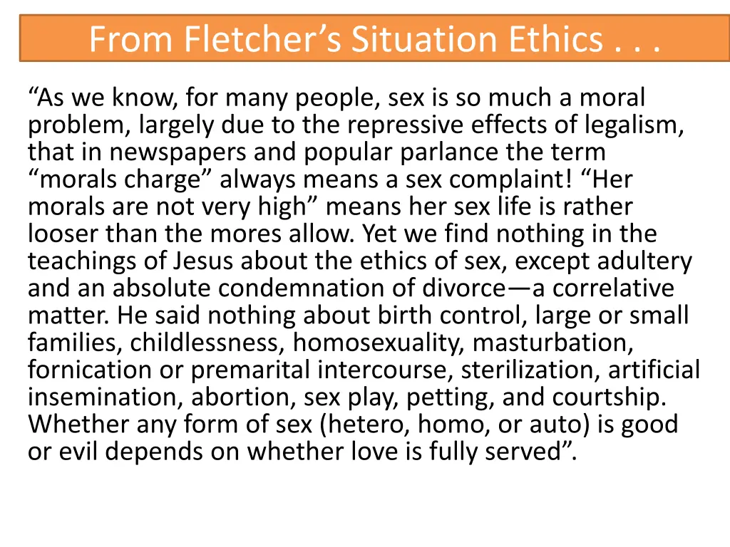 from fletcher s situation ethics