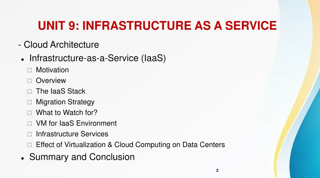 unit 9 infrastructure as a service