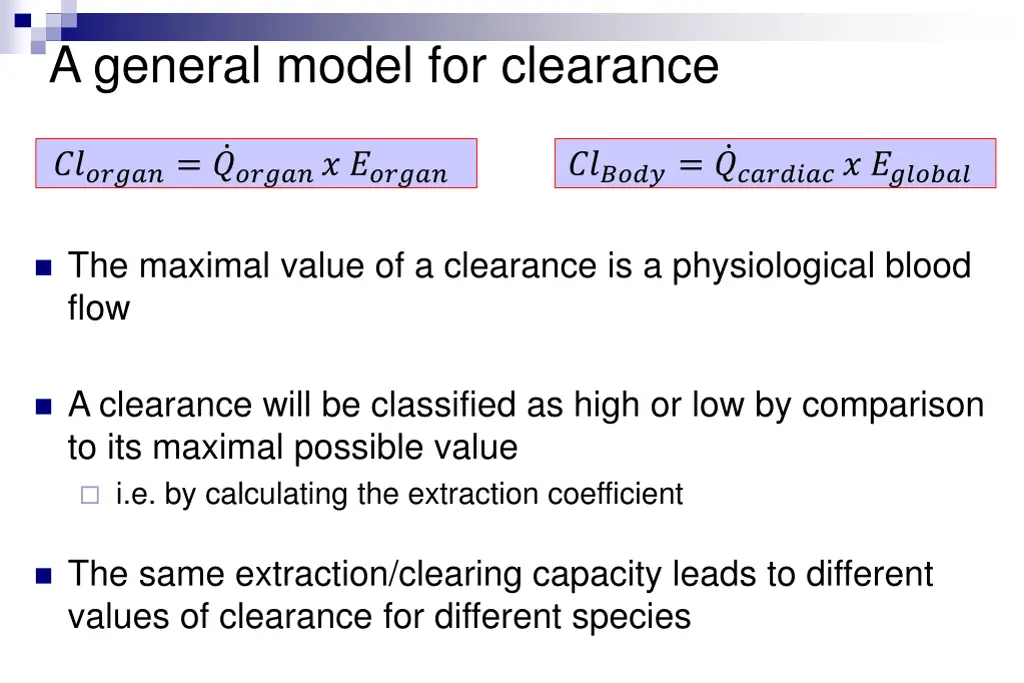 a general model for clearance 7