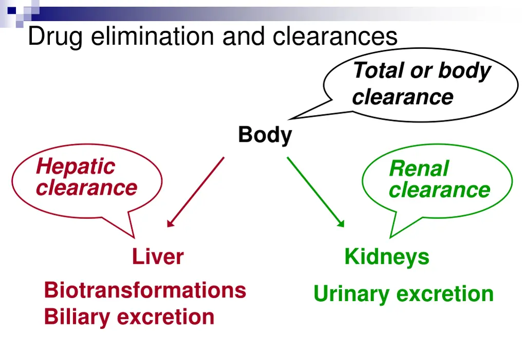 drug elimination and clearances