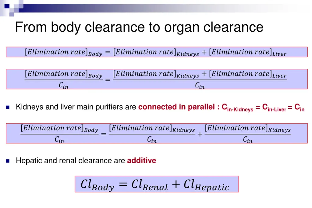 from body clearance to organ clearance 1