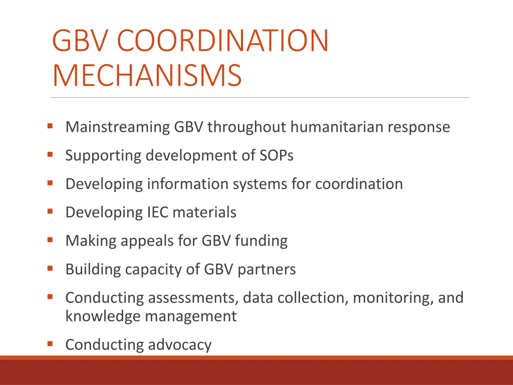 gbv coordination mechanisms