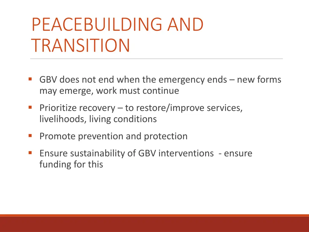 peacebuilding and transition