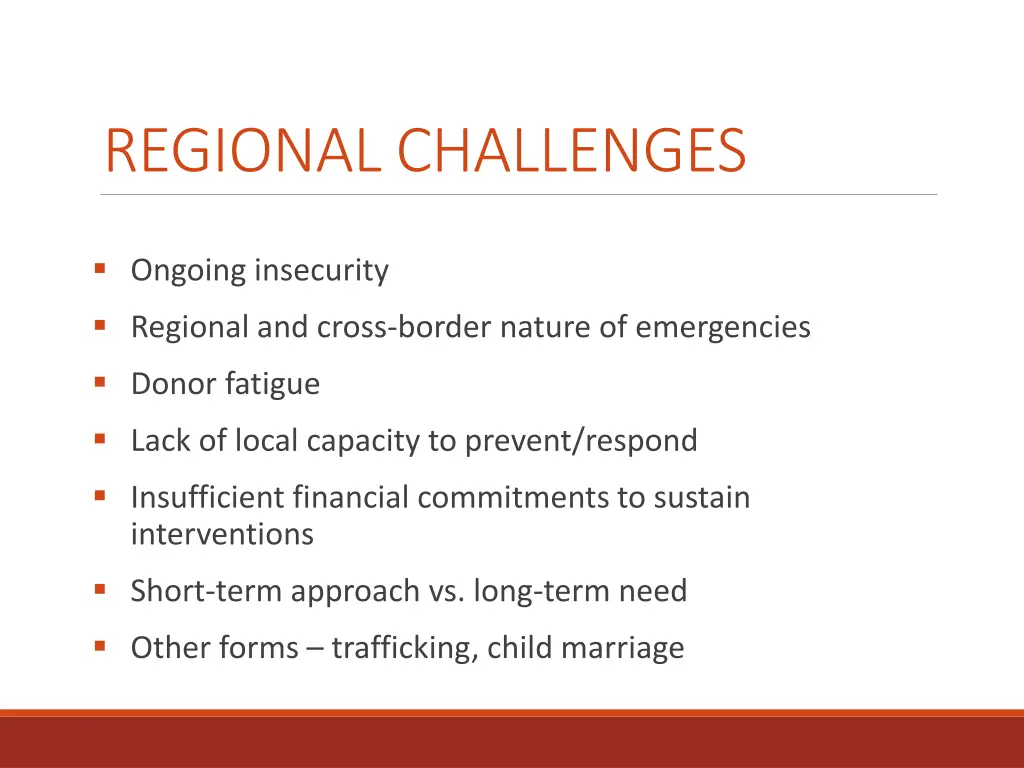 regional challenges