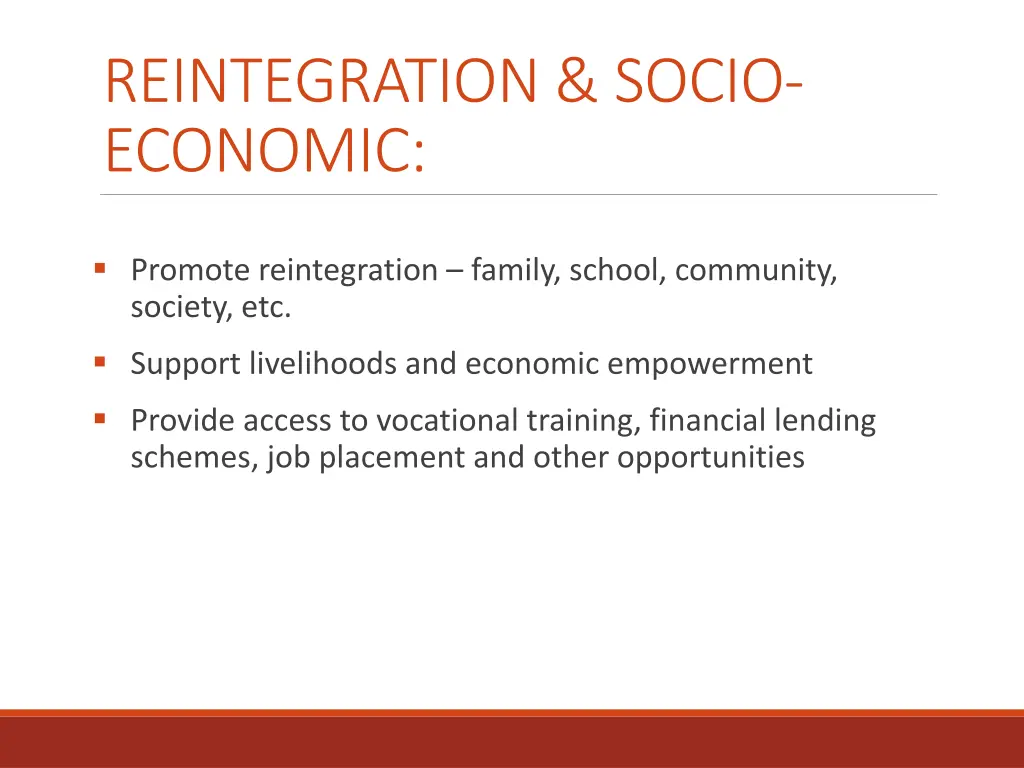reintegration socio economic