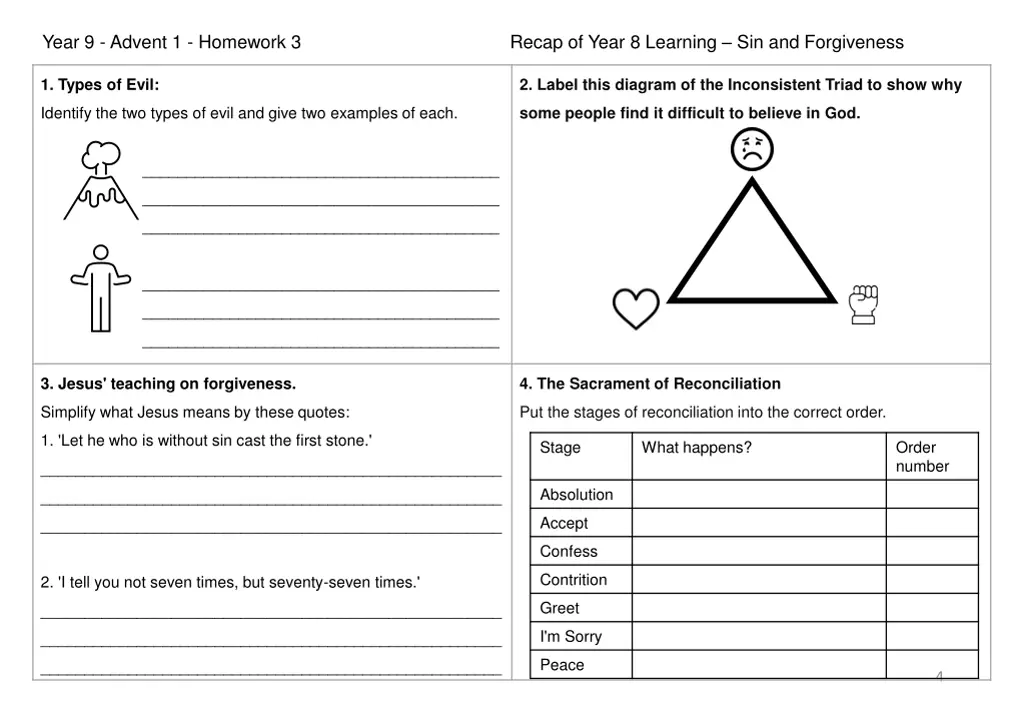 year 9 advent 1 homework 3 recap of year