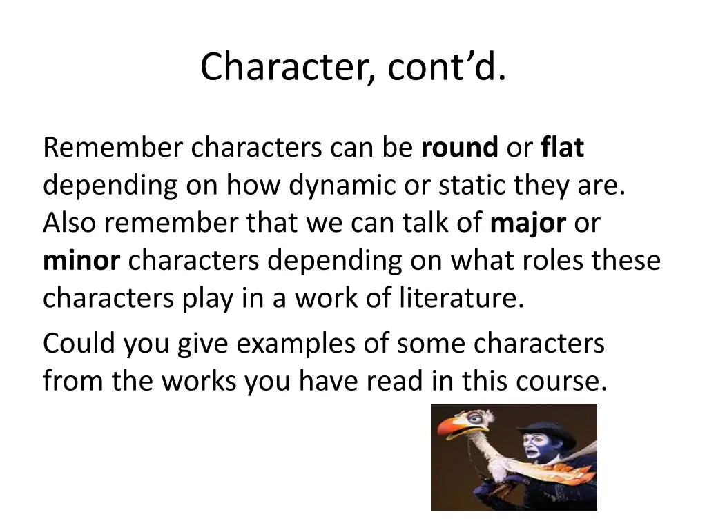 character cont d