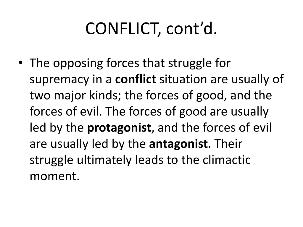 conflict cont d