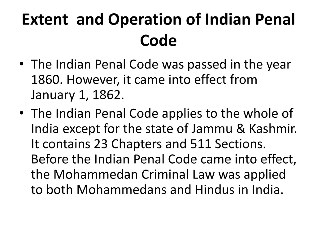 extent and operation of indian penal code