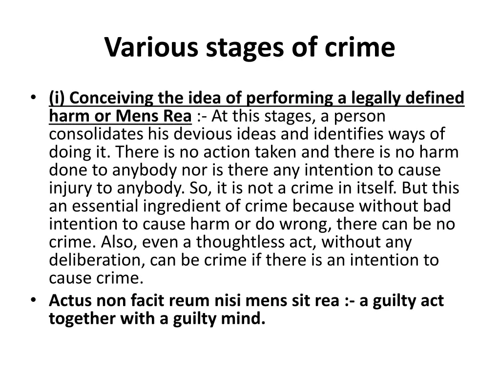 various stages of crime