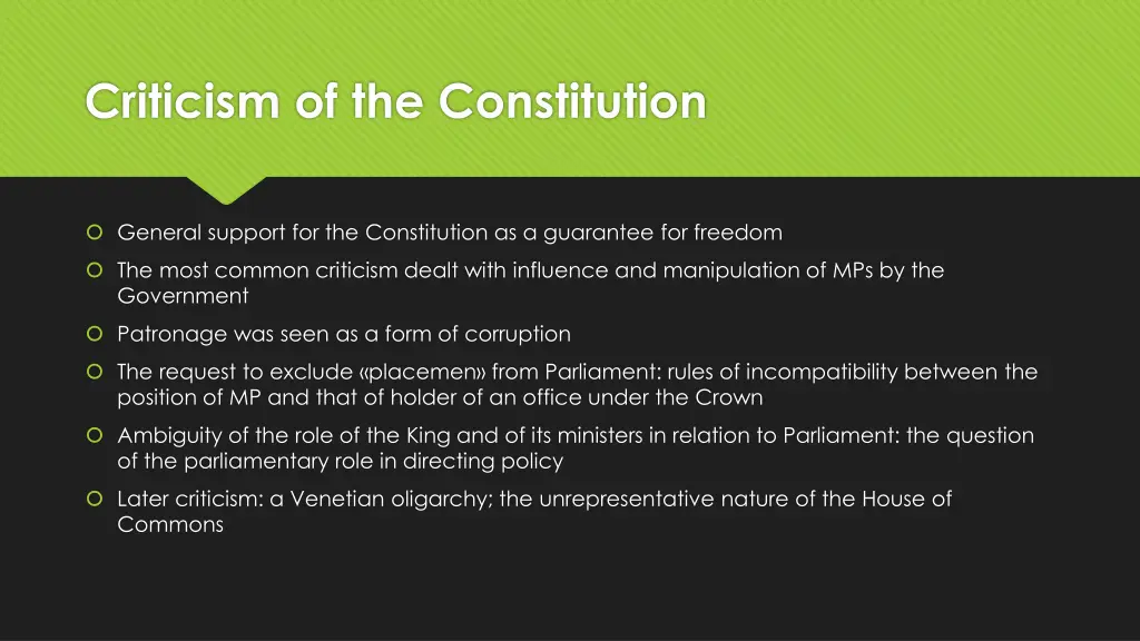 criticism of the constitution