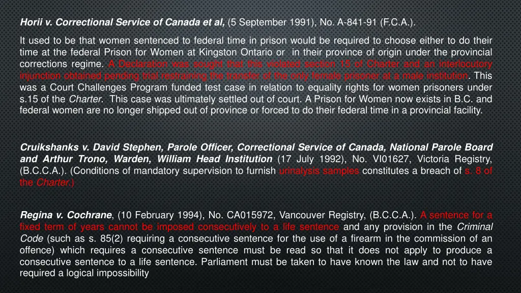horii v correctional service of canada