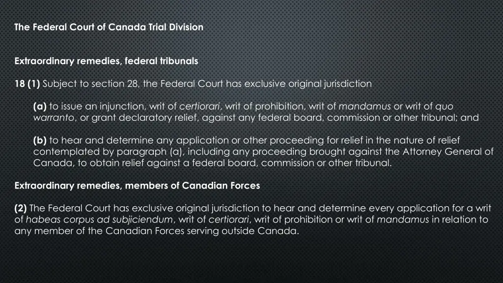 the federal court of canada trial division