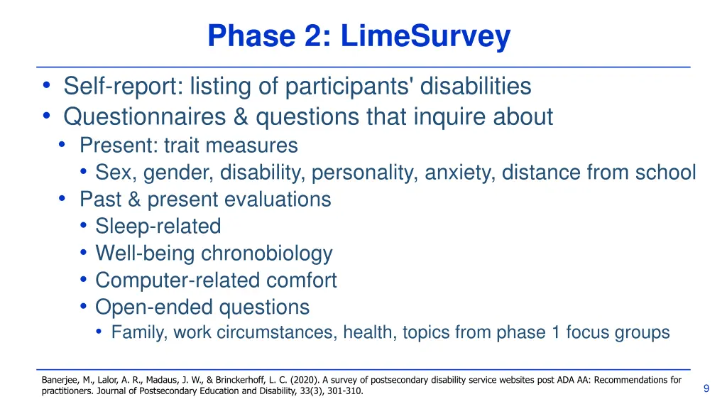 phase 2 limesurvey