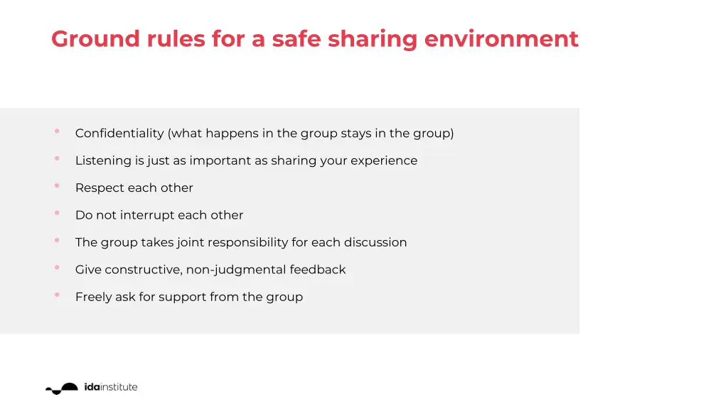 ground rules for a safe sharing environment