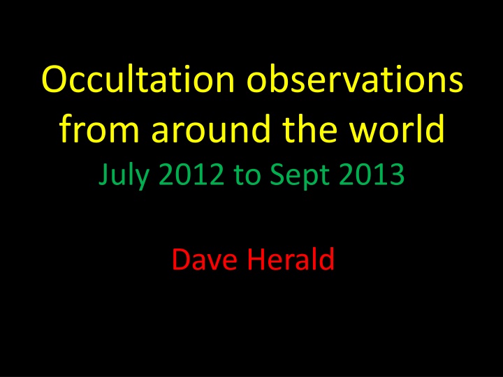 occultation observations from around the world