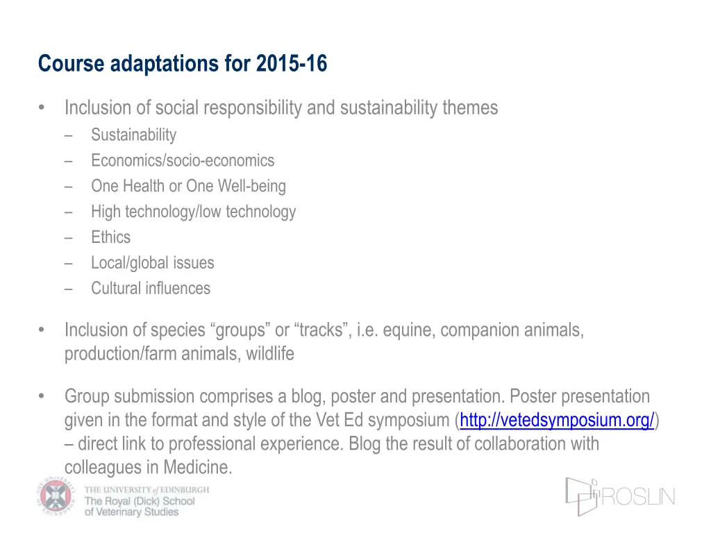 course adaptations for 2015 16