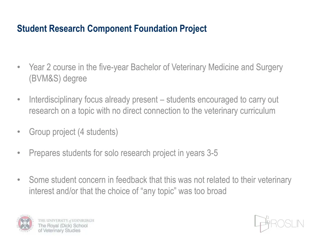 student research component foundation project 1