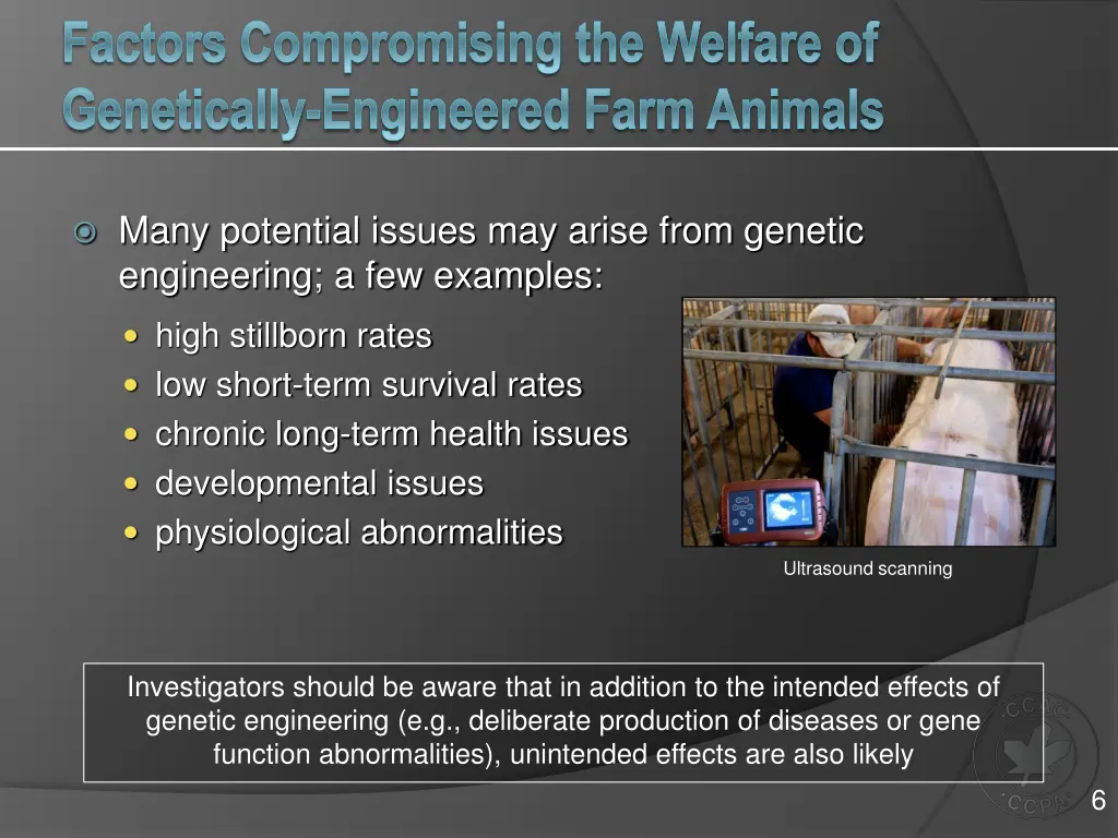 factors compromising the welfare of genetically