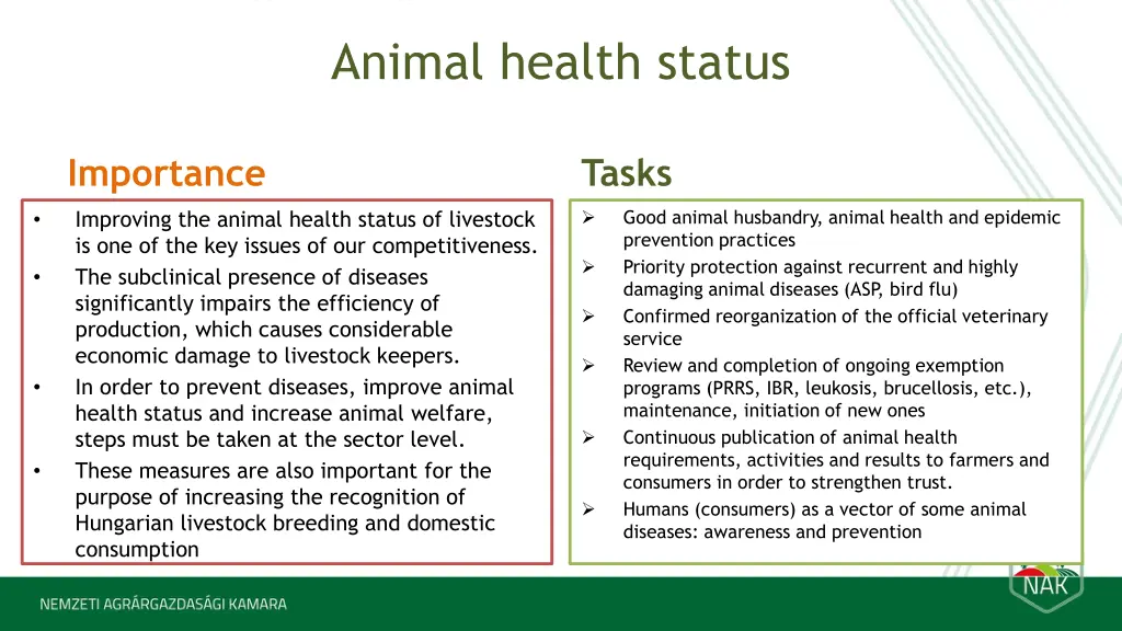 animal health status