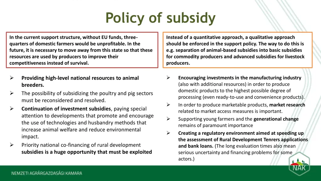 policy of subsidy