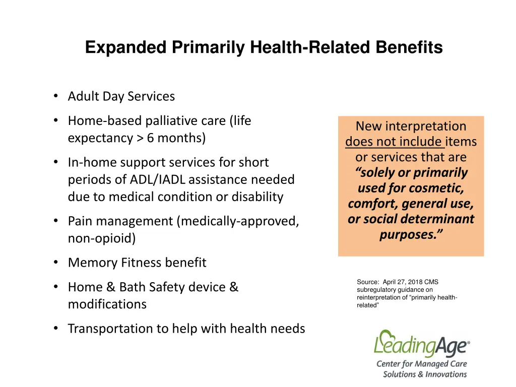 expanded primarily health related benefits