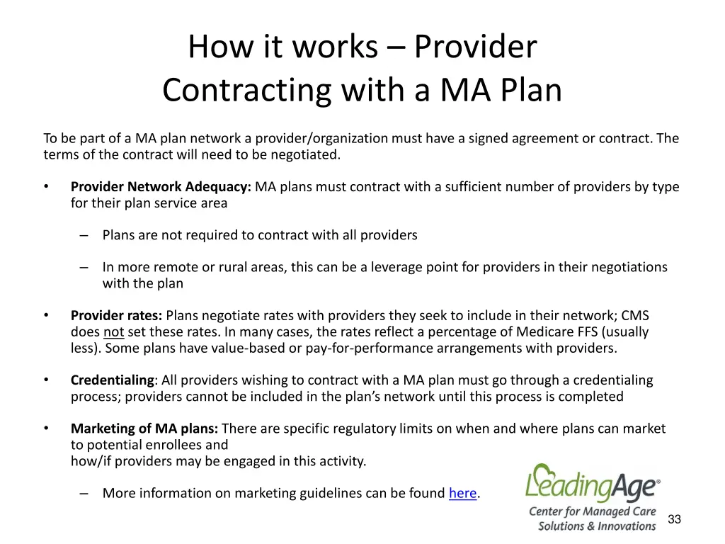 how it works provider contracting with a ma plan