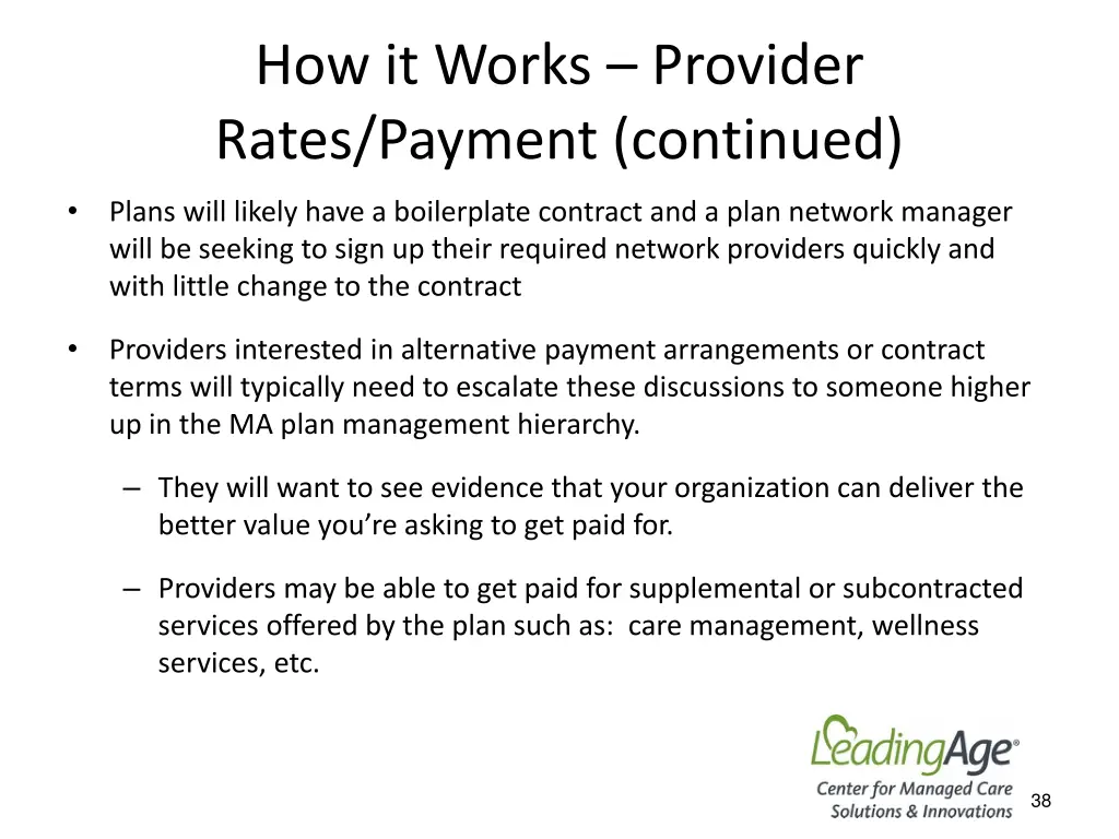 how it works provider rates payment continued