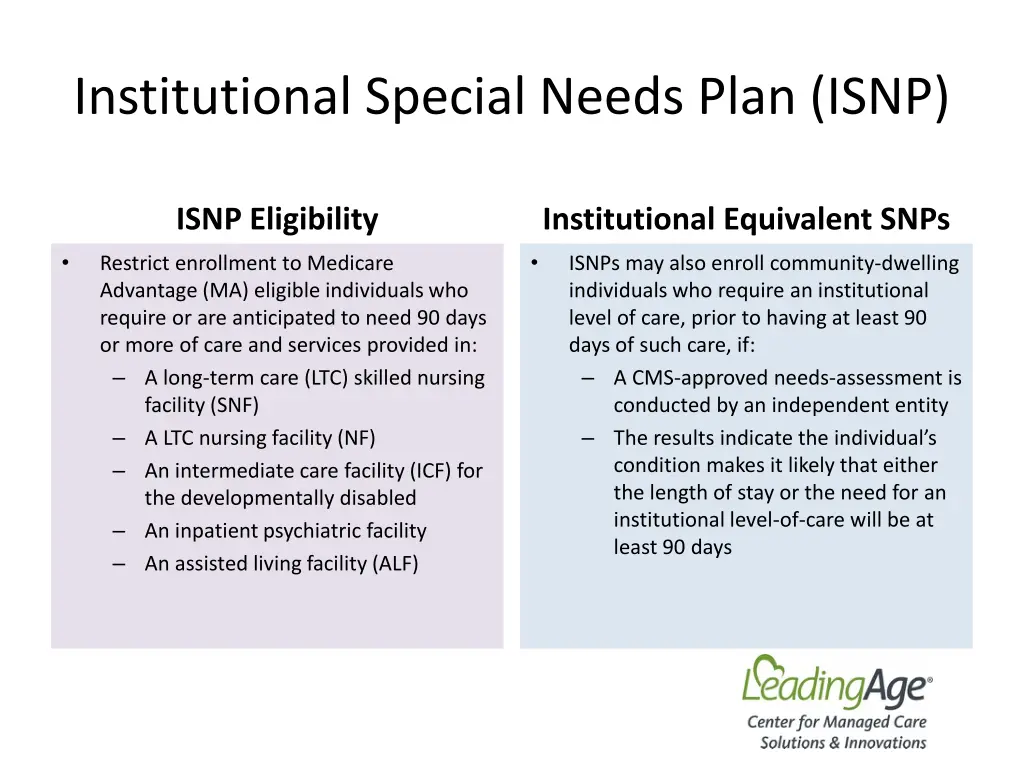 institutional special needs plan isnp