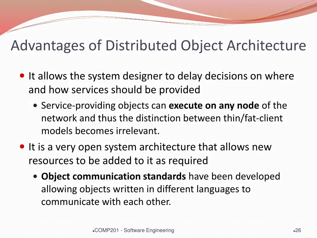 advantages of distributed object architecture