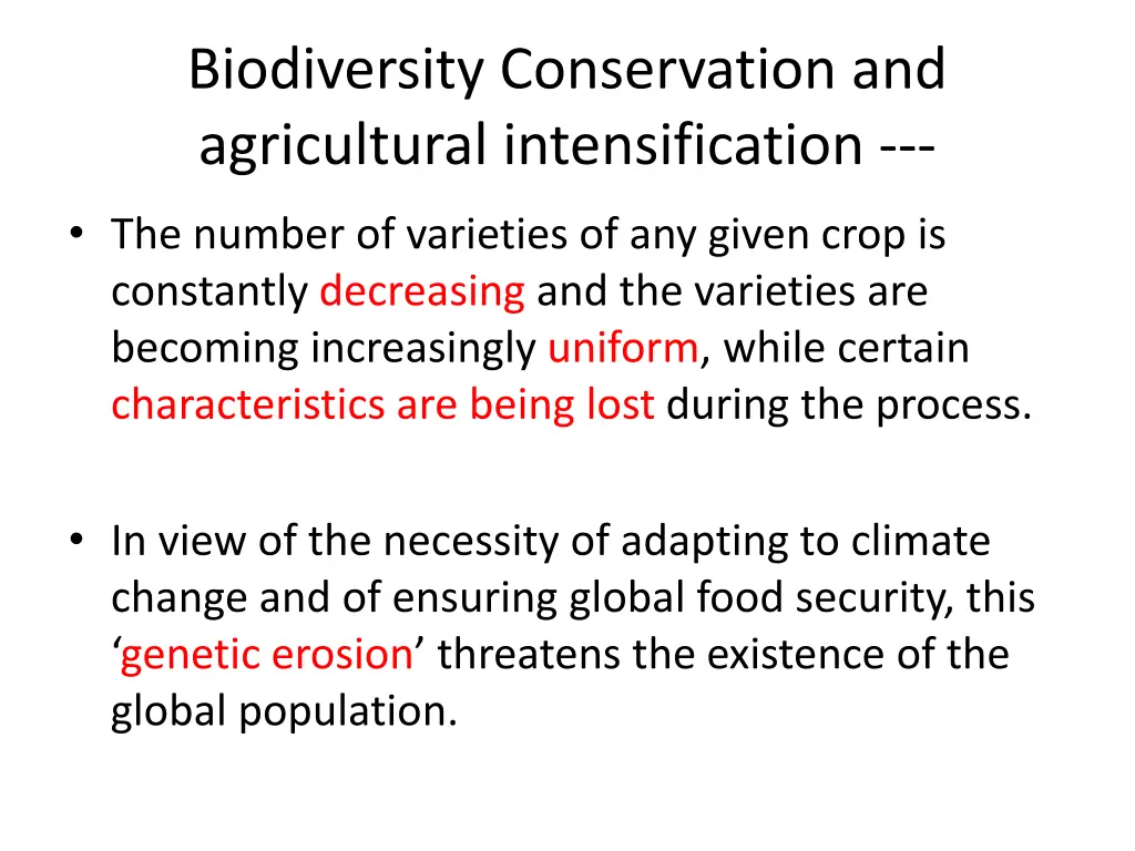 biodiversity conservation and agricultural 1
