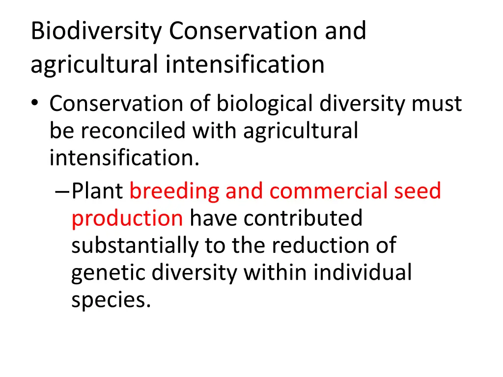 biodiversity conservation and agricultural
