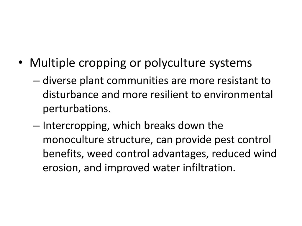 multiple cropping or polyculture systems diverse