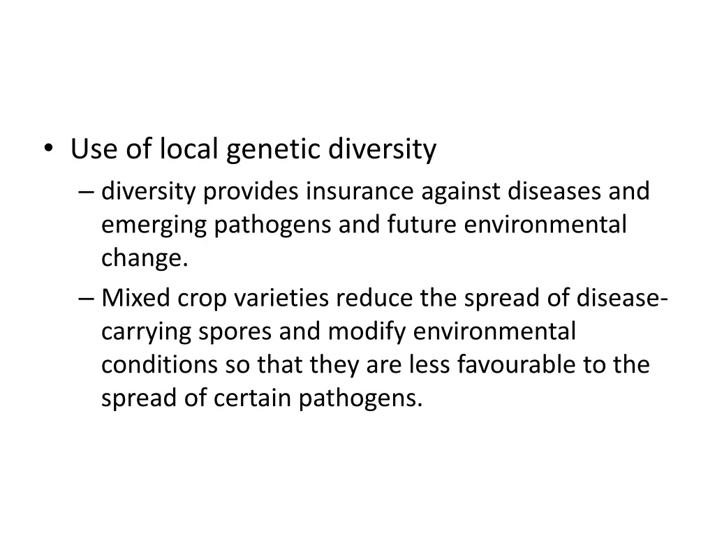 use of local genetic diversity diversity provides
