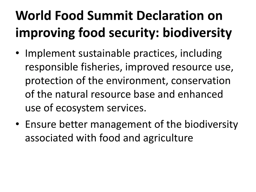 world food summit declaration on improving food