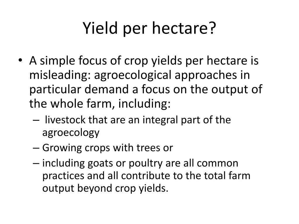 yield per hectare