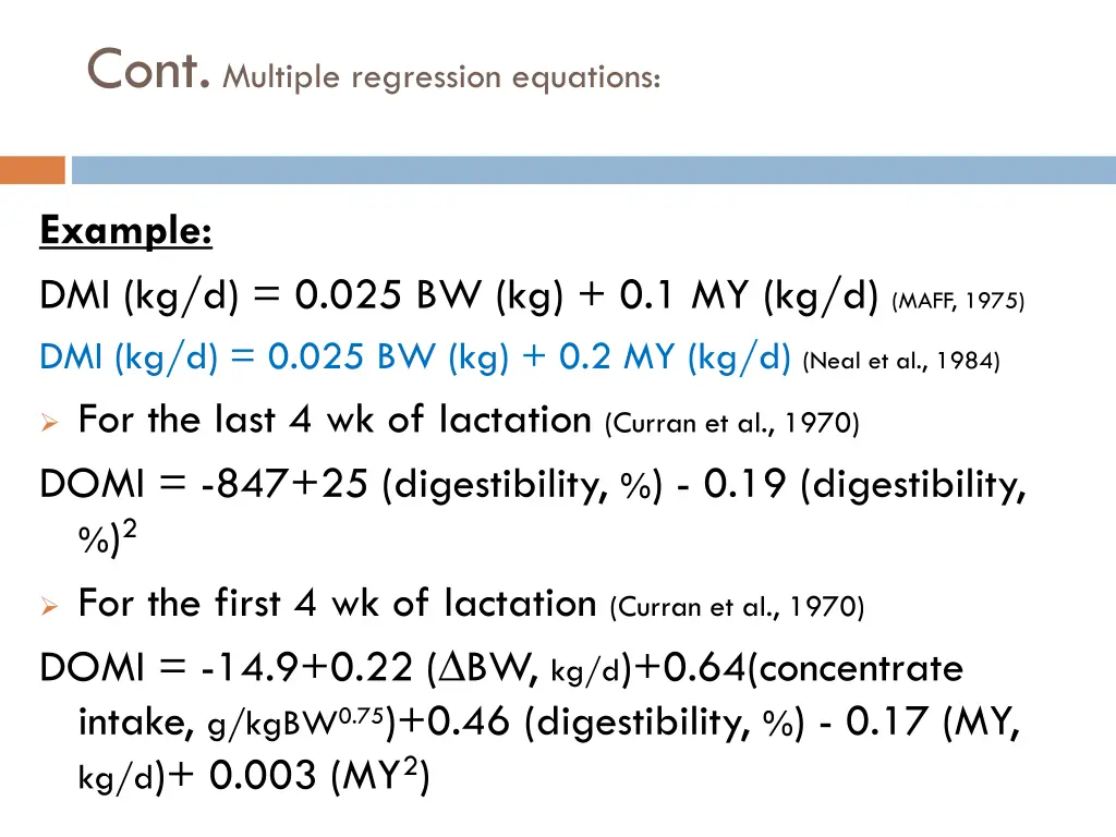 cont multiple regression equations