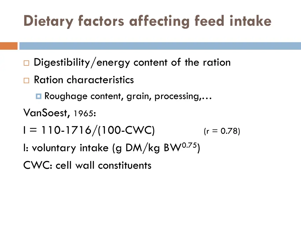 dietary factors affecting feed intake