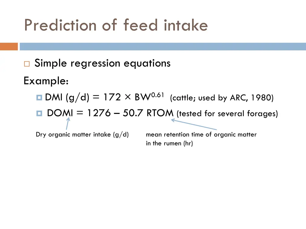 prediction of feed intake