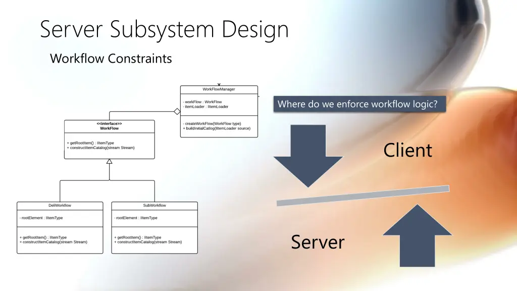 server subsystem design workflow constraints