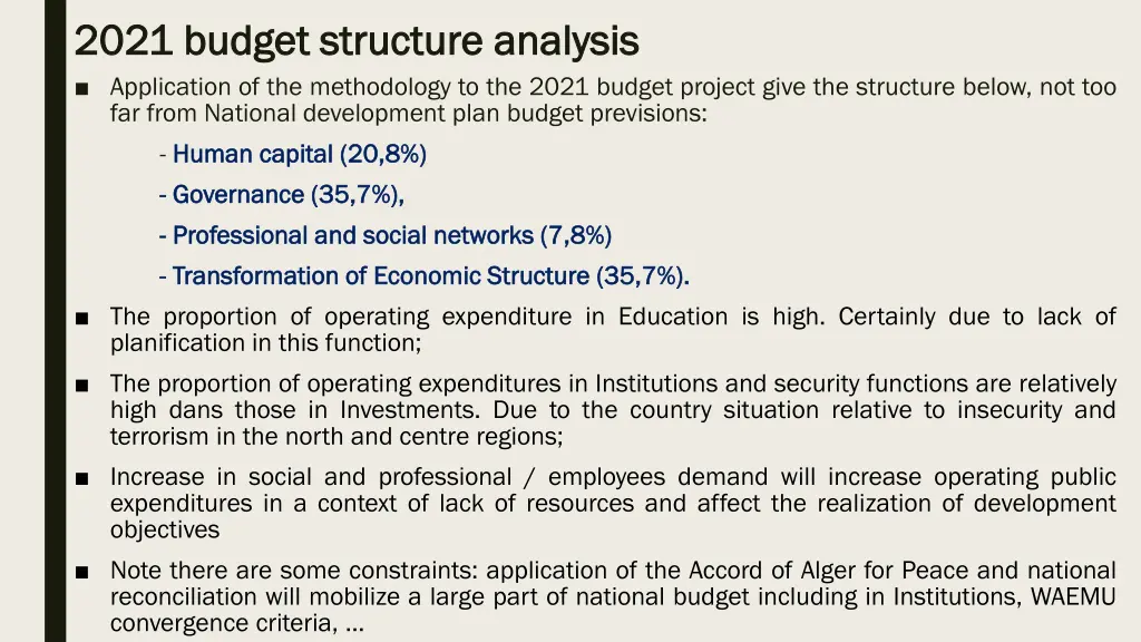 2021 budget structure 2021 budget structure