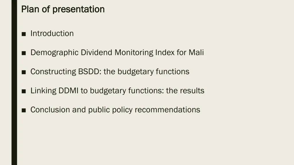 plan of plan of presentation presentation